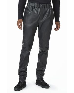 PAIGE Snider Lambskin Leather Pants - Black