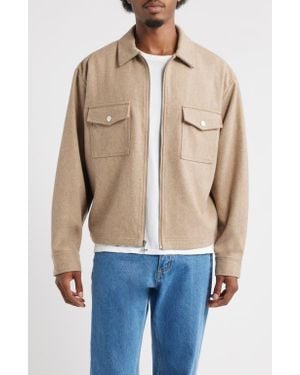 Saint Studio Trapani Wool Blend Zip-Up Jacket - Blue