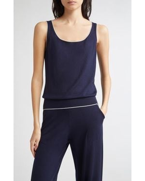 Eleventy Tipped Merino Wool Sweater Tank - Blue