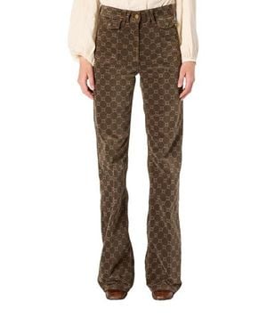 Gerard Darel Anna Flared Monogram Jeans - Brown