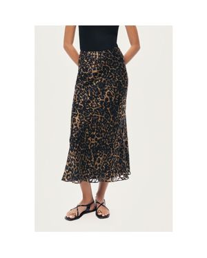 Nocturne Printed Leopard Midi Skirt - Black