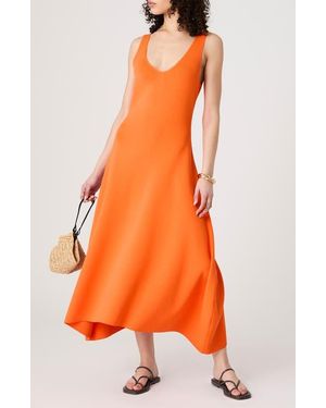 French Connection Knit Fit & Flare Midi Dress - Orange