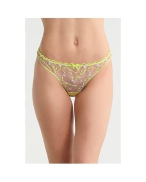 Fleur du Mal Etoile Embroidered Thong - Yellow