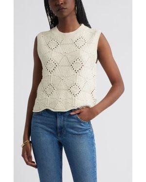 Treasure & Bond Bouclé Pointelle Sweater Vest - Natural