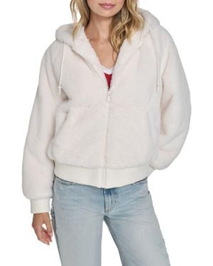 Champion Faux Fur Bomber Hoodie - White