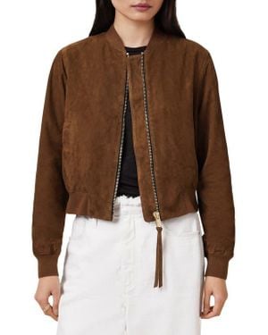 AllSaints Orten Suede Bomber Jacket - Brown