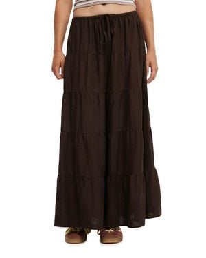 Cotton On Haven Multi Tiered Maxi Skirt - Brown
