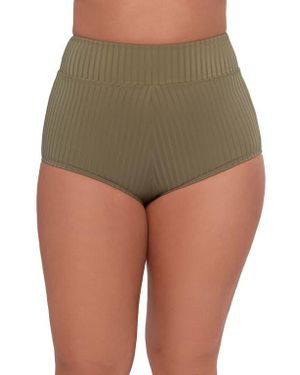 S3 Ribbed Ultra High Waist Swim Short - Green