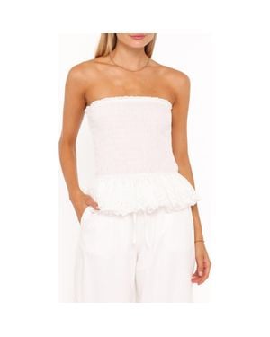 Petal & Pup Stori Shirred Cotton Top - White