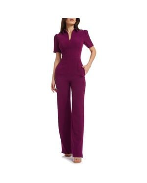 Dress the Population Gloria Front Zip Jumpsuit - Purple