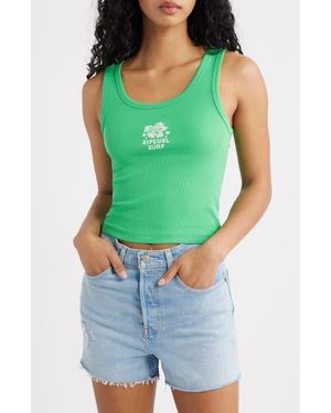 Rip Curl Surf Puff Party Pack Rib Crop Tank - Green
