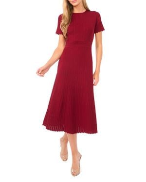 Ted Baker Pointelle Short Sleeve Midi Dress - Red
