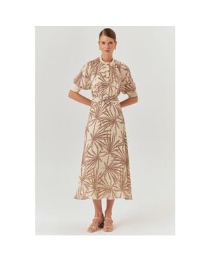 Exquise Lilith Drawstring Waist Midi Skirt - Natural
