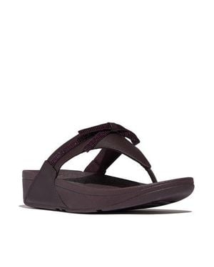 Fitflop Lulu Glitz Bow Leather Toe Post Sandals - Blue