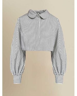 Contessa Mills Dolores Striped Peter Pan Collar Cropped Top - Multicolor
