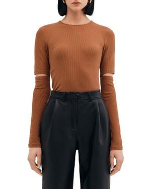 Two Lines by Marcella Stockholm Slit Sleeve Rib Top - Black