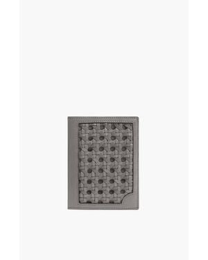 Aviteur Double Calfskin Paglia Di Vienna Weave Passport Holder - White