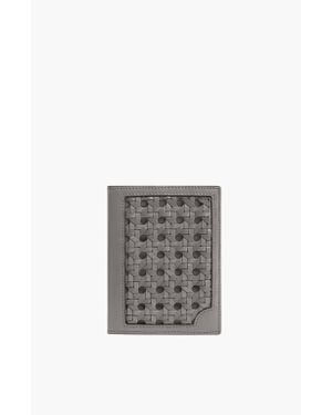 Aviteur Double Calfskin Paglia Di Vienna Weave Passport Holder - White