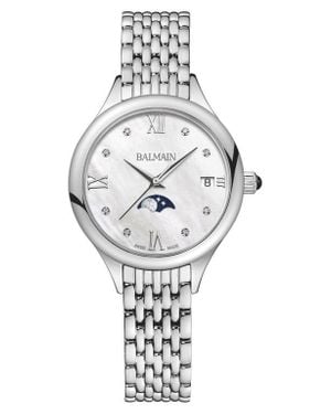 Balmain Diamond Moon Phase Bracelet Watch, 31Mm - Gray