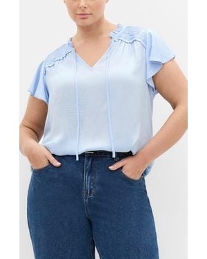 City Chic Drama Queen Woven Shirt - Blue