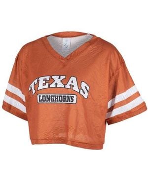 ZooZatZ Texas Texas Longhorns Mesh Cropped V-Neck T-Shirt - Orange