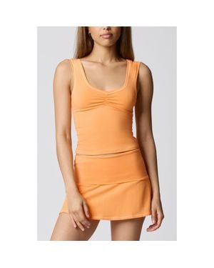 Florence By Mills Ruched Bust Cotton Blend Tank - Orange