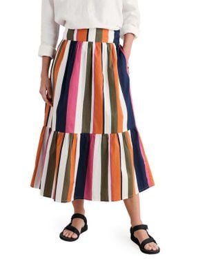 Seasalt Cornwall Cranesbill Stripe Tiered Maxi Skirt