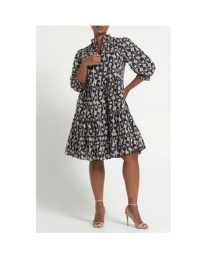 Estelle Sea Lily Tiered Cotton Dress - Black