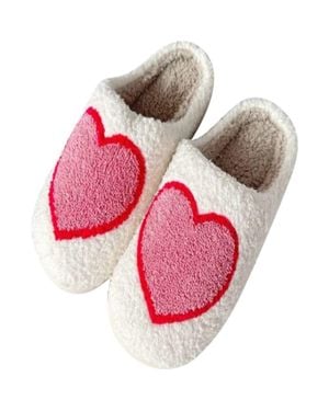 Malibu Sugar Plush Heart Slippers - Red