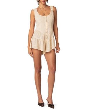 Edikted Veronica Texture Cover-Up Romper - Natural