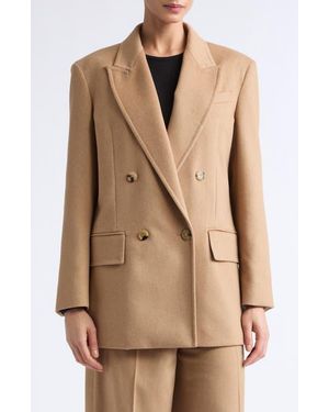 Max Mara Olimpia Double Breasted Wool Blazer - Natural