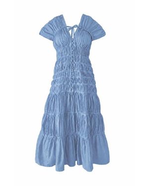 BrunnaCo The Srikandi Ruffle Maxi Dress - Blue