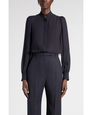 McQueen Wishbone Silk Crêpe De Chine Button-Up Shirt - Blue