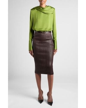 Tom Ford Draped Silk Georgette Top - Green