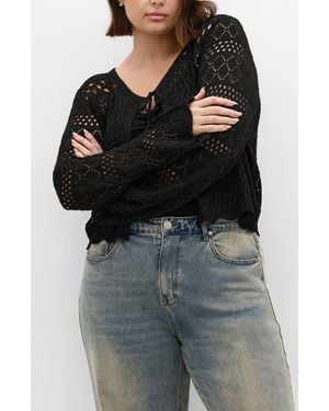 City Chic Love Open Stitch Cardigan - Black