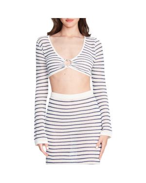 CAPITTANA Olga Stripe Crop Cover-Up Swim Top - Gray