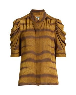 FRAME The Gillian Silk Top - Brown
