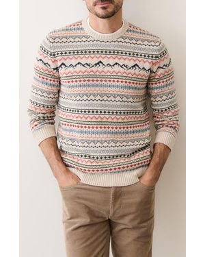 Marine Layer Fair Isle Organic Cotton Blend Crewneck Sweater - Natural