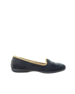 Menina Step Royal Embroidered Suede Slipper - Blue