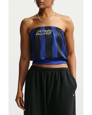 Nike Striped Sportswear Crop Tube Top - Blue