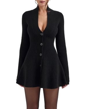 House Of Cb Aubrey Wool Blend Peplum Cardigan - Black