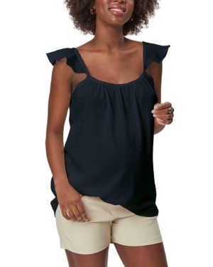 Stowaway Collection Gauze Maternity Top - Black