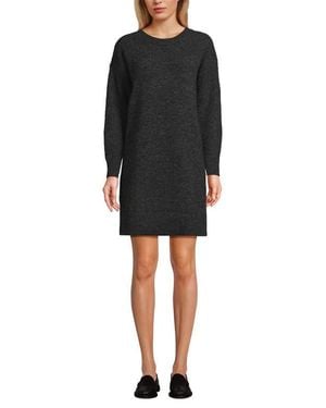 Lands' End Fuzzy Bow Back Mini Sweater Dress - Black