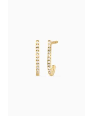 Oradina 14K Solid Regal Diamond J Hoops - White