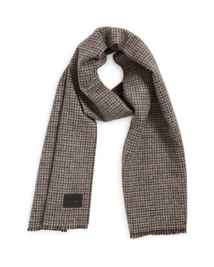 Vince Double Face Houndstooth Wool & Cashmere Scarf - Gray