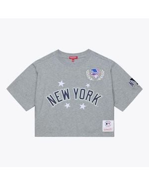 Mitchell & Ness New York Yankees Pep Rally Cropped Boxy T-Shirt - Gray