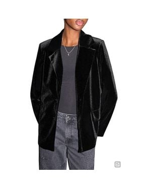 MANGO TEEN Velvet Blazer - Black