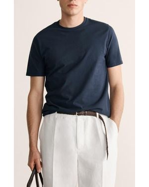 Mango Slim Fit Cotton T-Shirt - Blue
