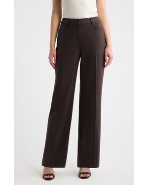 Tahari Birdseye Straight Leg Career Pants - Black