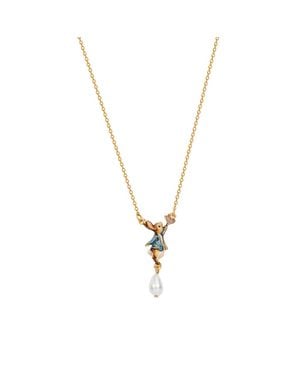Fable England X Peter Rabbit Butterfly Pearl Drop Necklace - Metallic